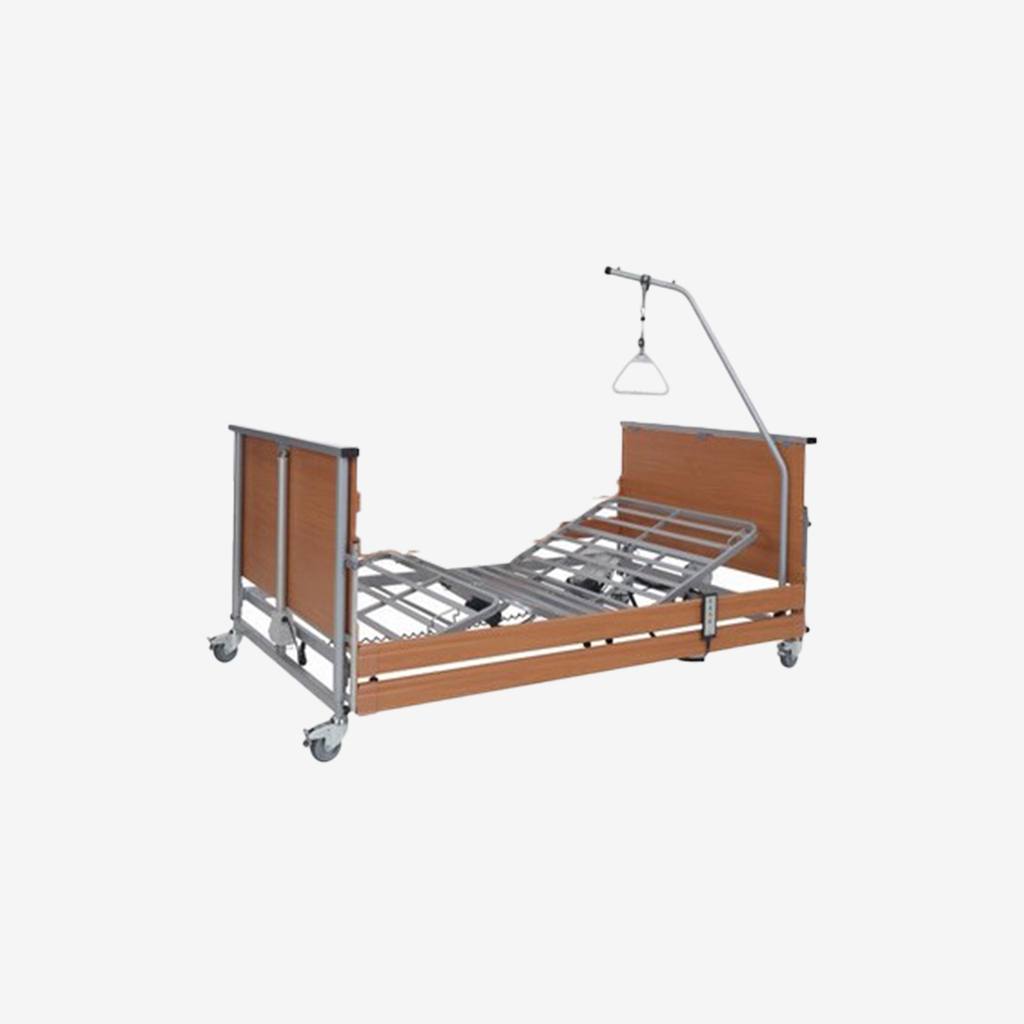 Elektrisch bariatrisch bed Tourgis, 120 x 200 cm, met zelfoprichter, beuk