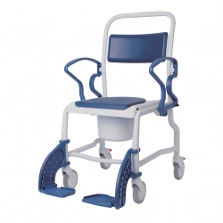 *Chaise de toilette "Boston" à roulettes avec seau de toilette, jusqu’à 150 kg
